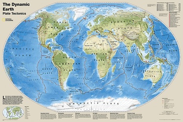 Wereldkaart Dynamic earth plate tectonics, 92 x 61 cm | National Geographic