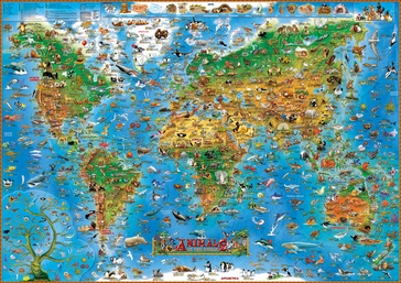 Kinderwereldkaart Animals of the World kids | 137 x 100 cm | Dino's Maps