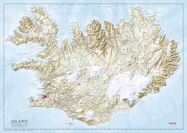 Wandkaart IJsland 158 x 112 cm | Ferdakort