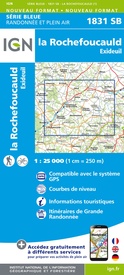 Wandelkaart - Topografische kaart 1831 SB - Serie Bleue Rochefoucauld - Exideuil | IGN - Institut Géographique National